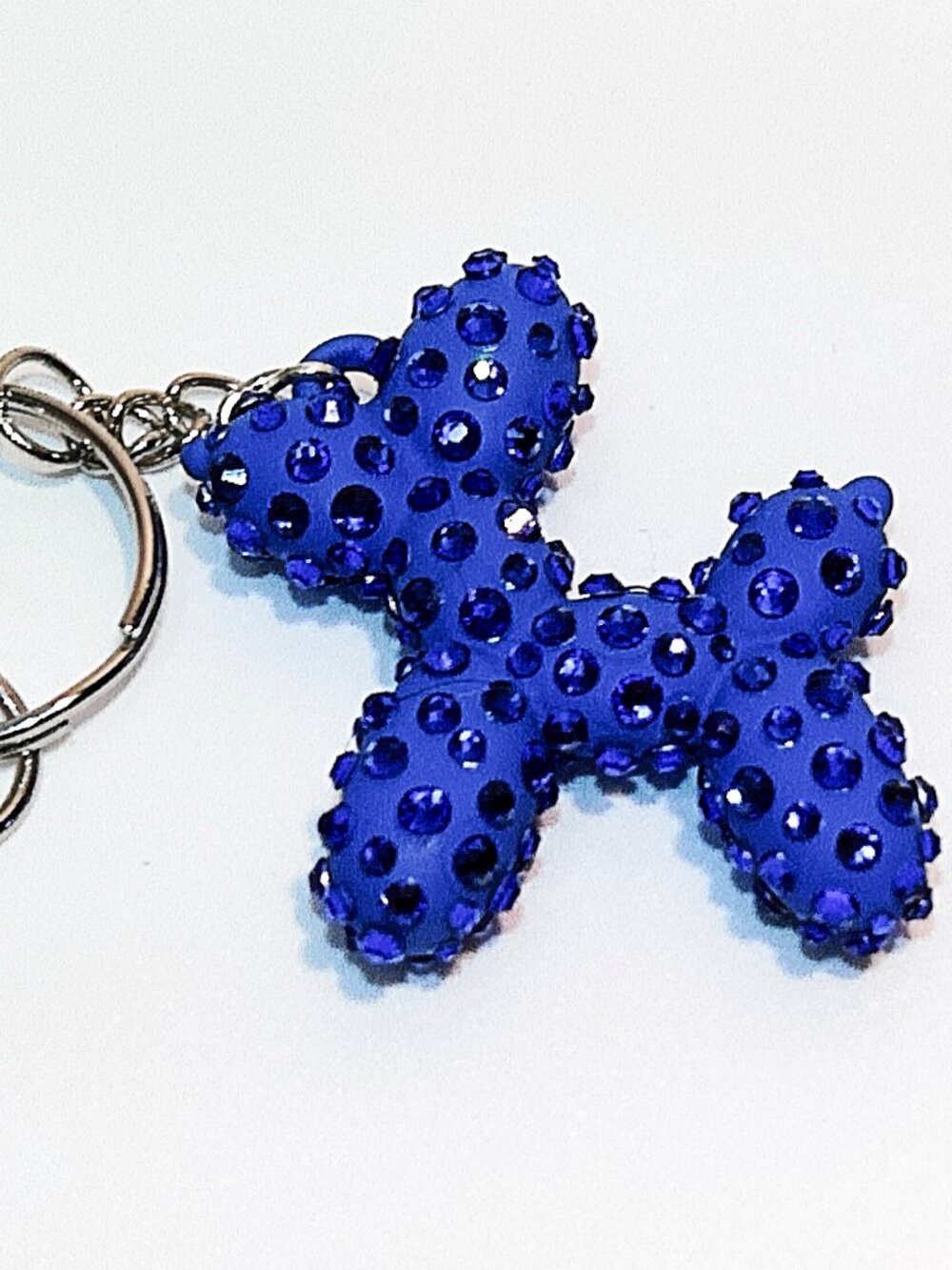 Bedazzled Balloon Dog Keychain, Purse and Backpack Charm, Royal Blue Bling